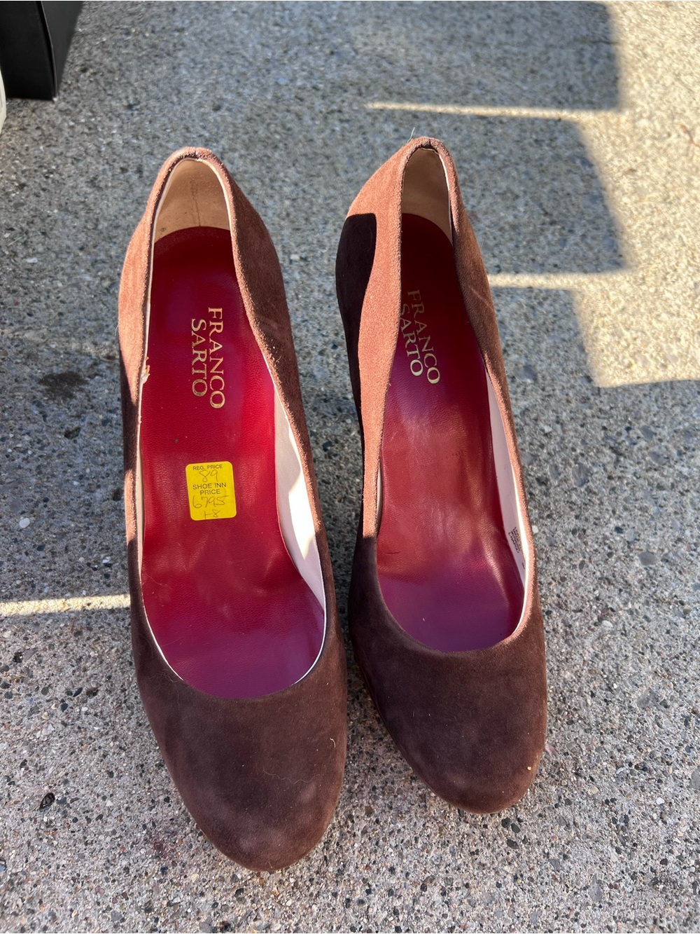 Franco Sarto Two-Tone Brown Suede Pumps